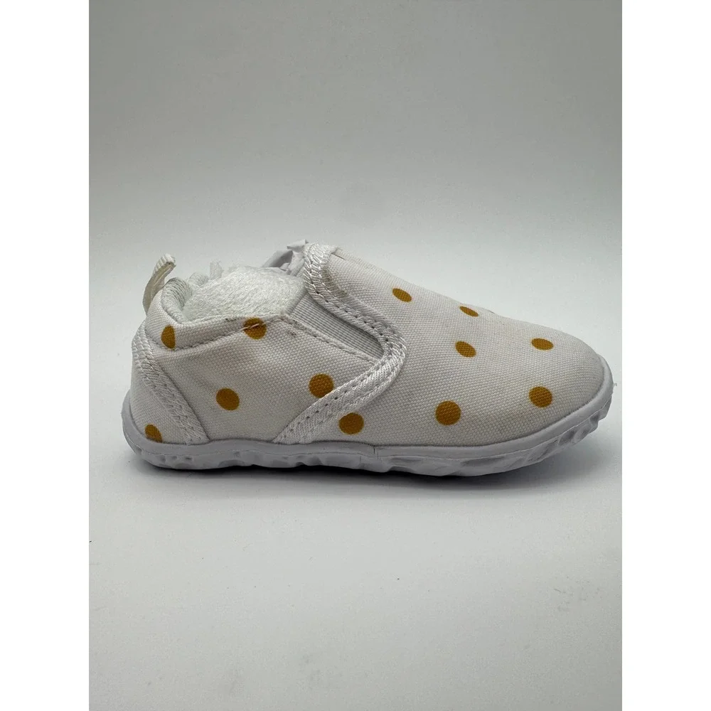 Toddler Slip On Shoes White Polka Dot Canvas Lightweight Toddler Size 6‎